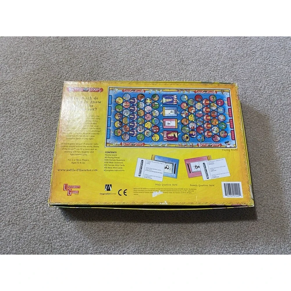 Battle of the Sexes Board Game 1997 University Games Incomplete